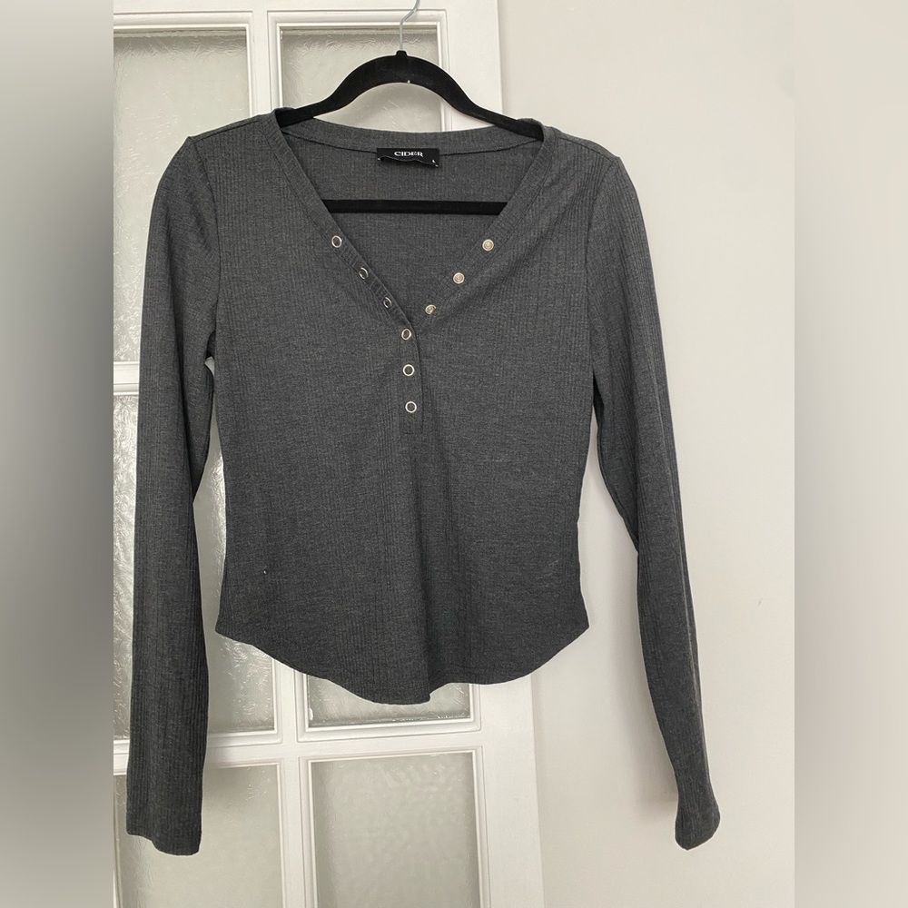 Dark Grey Long Sleeve Top
